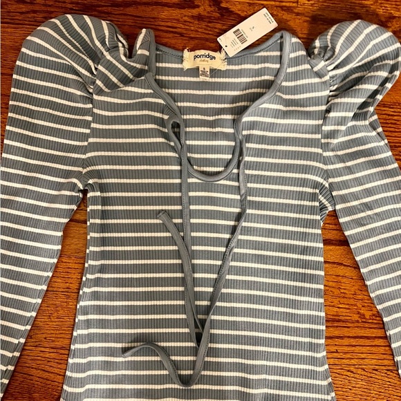 NWT Anthropologie Porridge Puff-Sleeve Tie-Front Top - Picture 5 of 7
